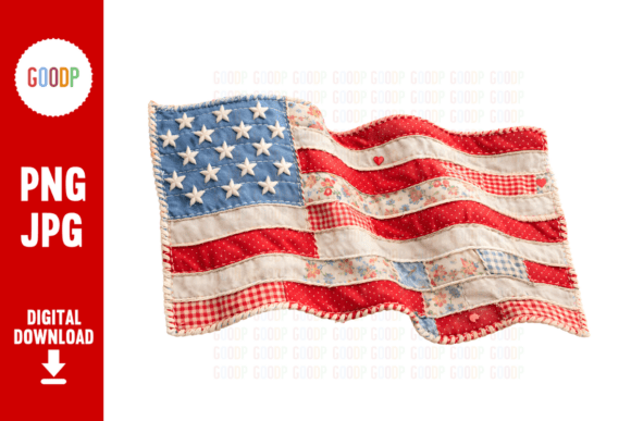 Patchwork USA Flag Americana Quilt PNG