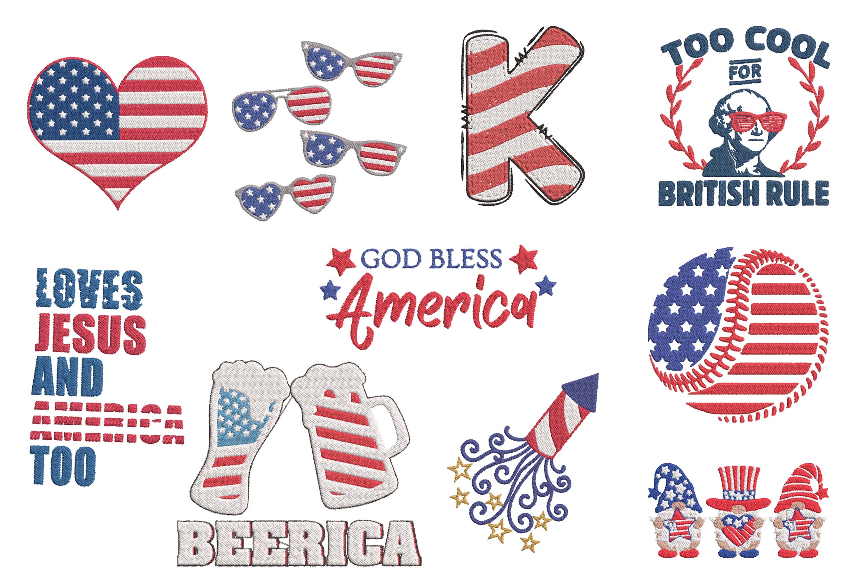Patriotic USA Embroidery Design Bundle