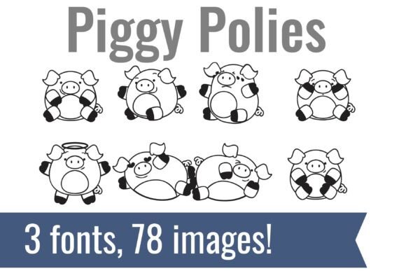 Piggy Polies Dingbats Font PNG with transparent background - Preview 1