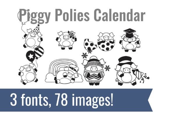 Piggy Polies Dingbats Font PNG with transparent background - Preview 2