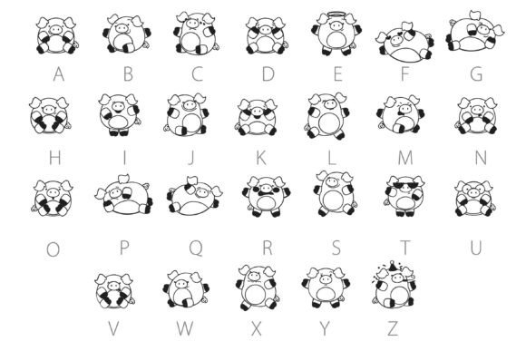 Piggy Polies Dingbats Font PNG with transparent background - Preview 3