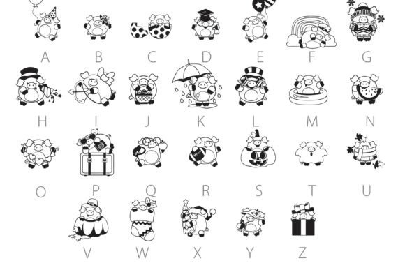 Piggy Polies Dingbats Font PNG with transparent background - Preview 4