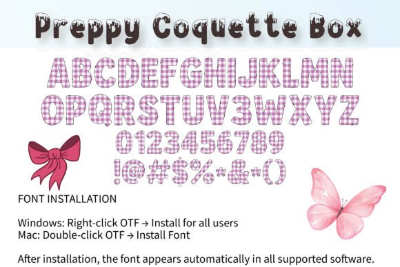 Preppy Coquette Box Font PNG with transparent background - Preview 3