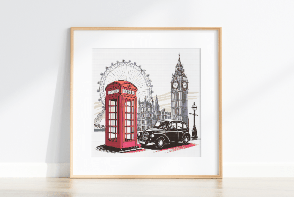 Red Telephone Box Cross Stitch