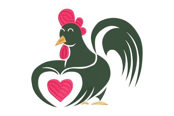 Rooster Holding a Red Heart