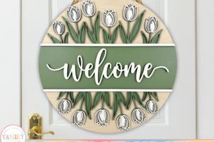 Spring Round Door Sign Laser Cut File · Creative Fabrica