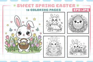 Sweet Spring Easter Coloring Pages Vol 1 Graphic by Loca shop4 ...