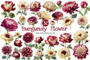 Watercolor Burgundy Flower Clipart Graphic by Designworld · Creative ...