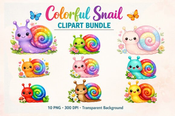 Colorful-snail-clipart-bundle
