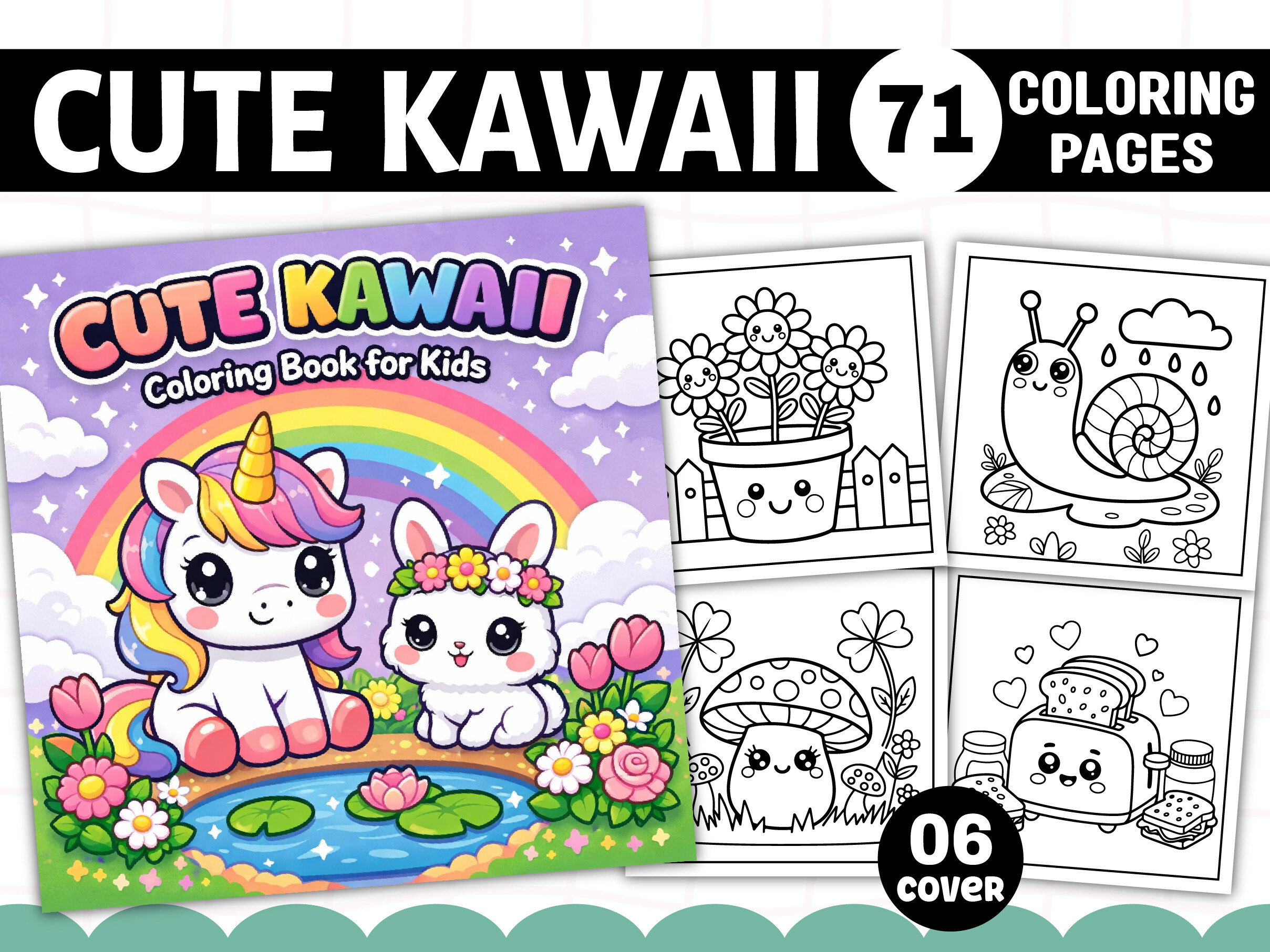70 CUTE KAWAII COLORING PAGES for KIDS