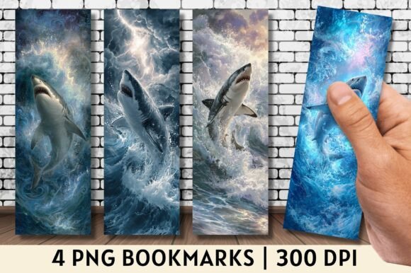 Cute Blue Shark Pattern Bookmark