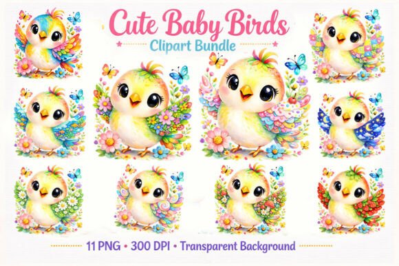 Cute Colorful Baby Birds PNG Clipart Bun