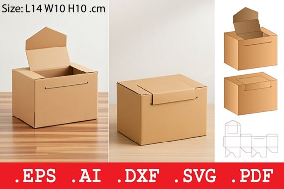 Envelope Flap Cardboard Box Packaging Gegenstände 3D SVG-Plotterdatei Von Pungpond. TH
