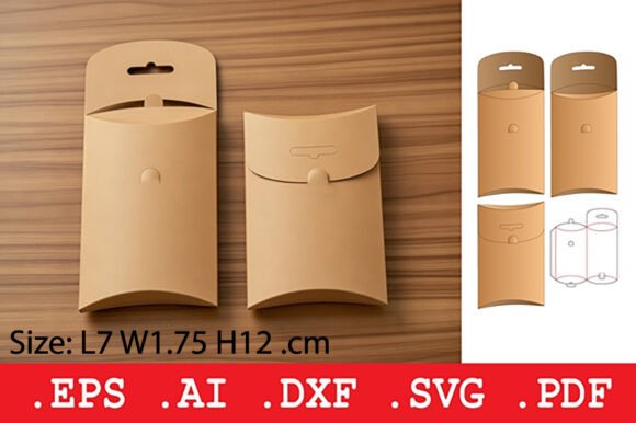 Envelope Style Pillow Box with Hang Hole Objects 3D SVG Craft By Pungpond. TH