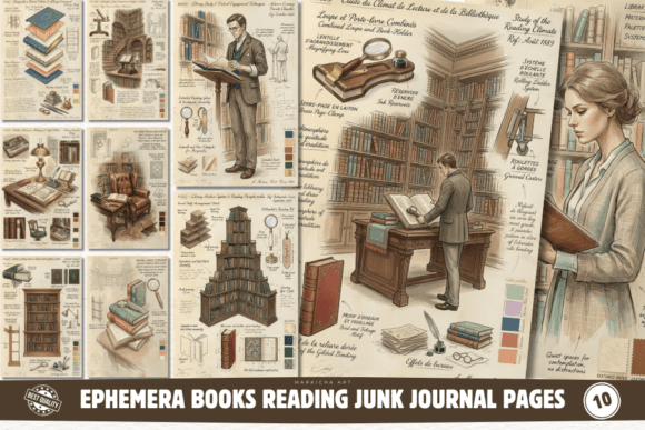Ephemera Junk Journal Pages Huge Bundle Bundle · Creative Fabrica