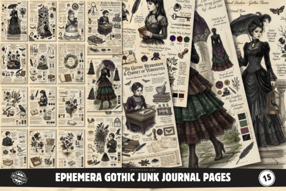 Ephemera Gothic Junk Journal Pages