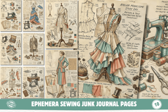 Ephemera Sewing Junk Journal Pages