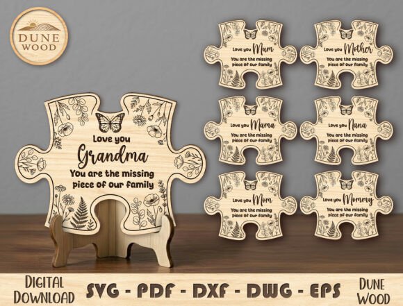 Family Puzzle Plaque Laser Cut File Cięcie Laserowe Przez DUNE WOOD