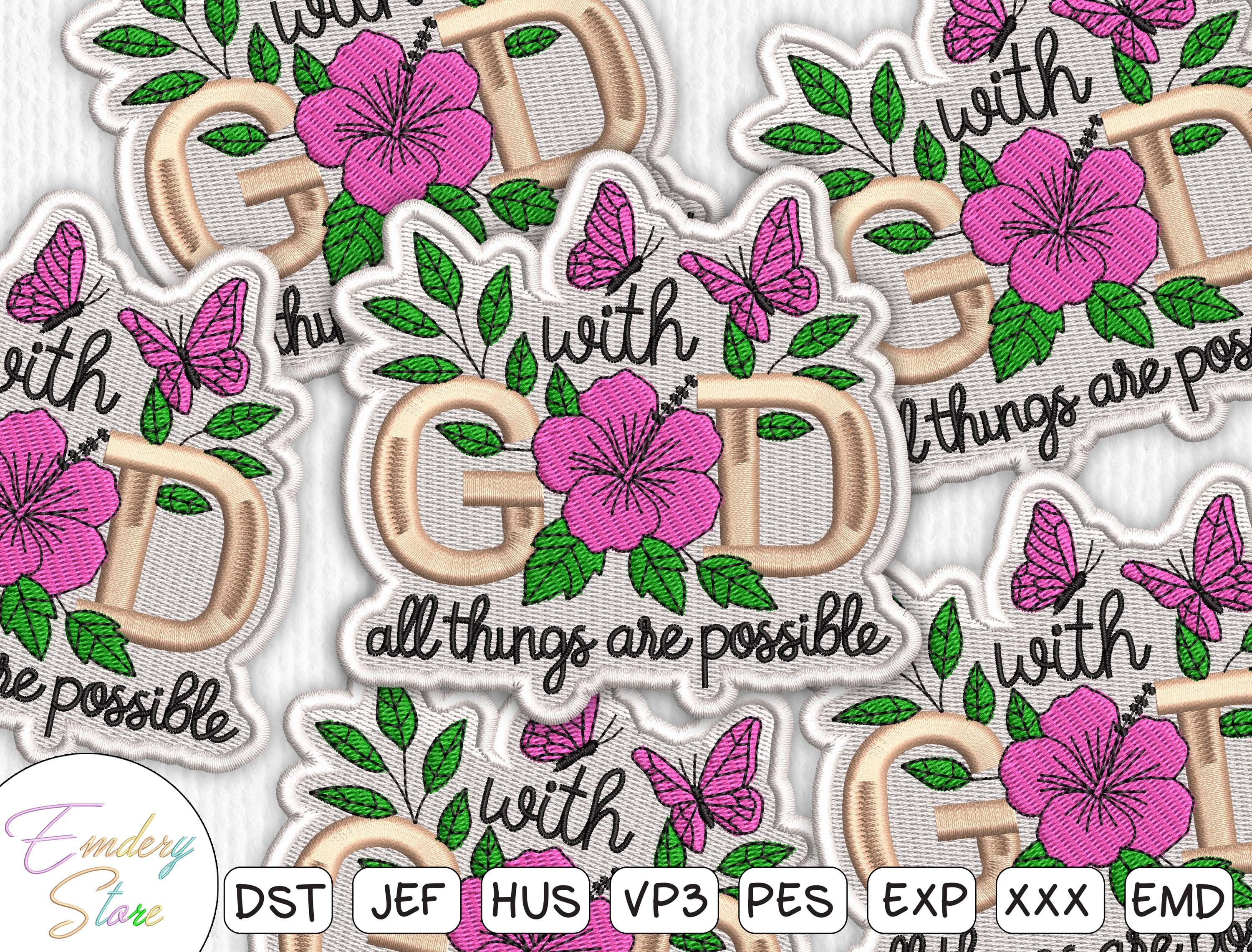 Floral Christian Quote Embroidery