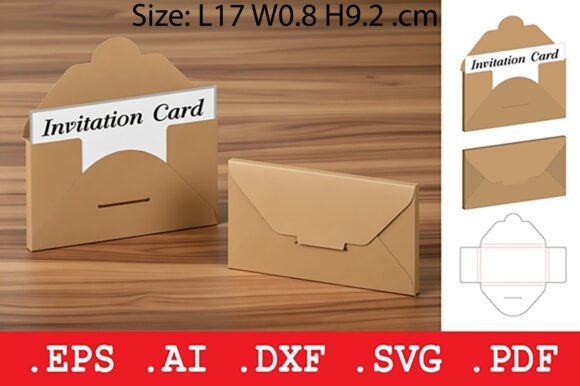 Folding Invitation Card Envelope Objects 3D SVG Craft By Pungpond. TH