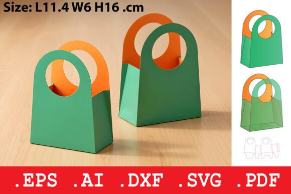 Handle Circle Paper Bag Template Graphic by Pungpond. TH · Creative Fabrica