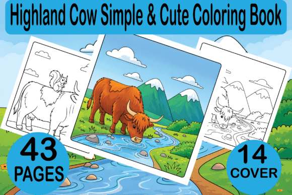 Highland Cow Simple & Cute Coloring Book