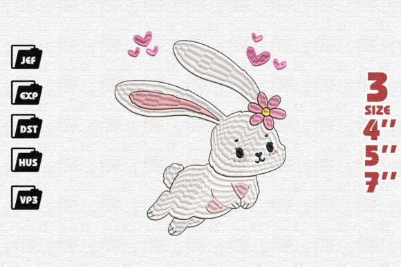 Kawaii Bunny Embroidery Design