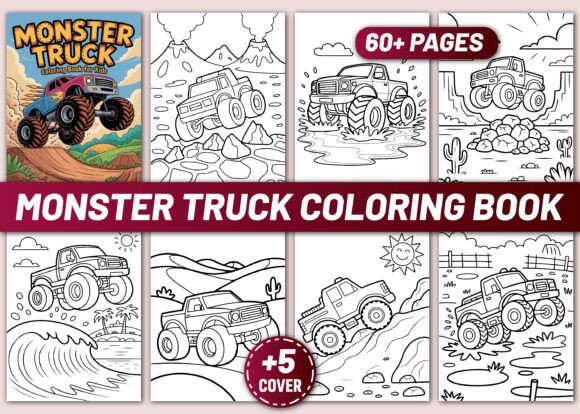 Preview of MONSTER TRUCK COLORING BOOK for KIDS coloring pages for kids
