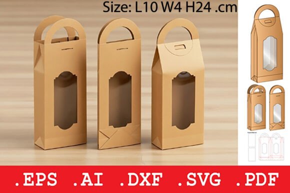Mini Rectangular Paper Box with Handle Objetos Artesanato SVG 3D Por Pungpond. TH