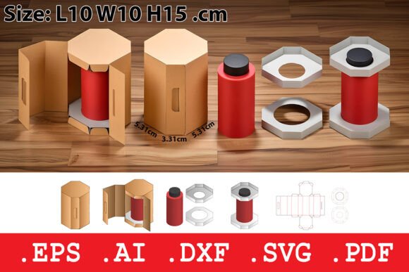 Octagonal Bottle Holder Box Template Afbeelding Dozen & Kartons Door Pungpond. TH