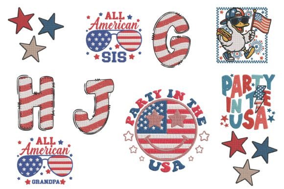 Patriotic USA Embroidery Bundle Designs