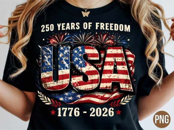 Patriotic USA Flag 250 Years 1776 PNG Graphic T-shirt Designs By ROSE CREATION