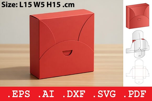 Petal Closure Square Gift Box Obiekty Rękodzieło 3D SVG Przez Pungpond. TH