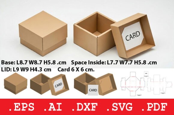 Square Card Storage Box Objects 3D SVG Craft By Pungpond. TH