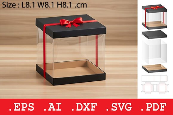 Square Gift Box with Clear Window Objects 3D SVG Craft By Pungpond. TH