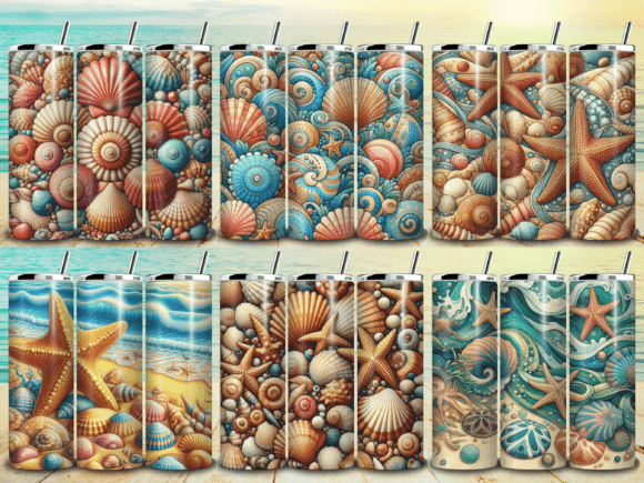 Seashells Pattern Tumbler Wrap Bundle