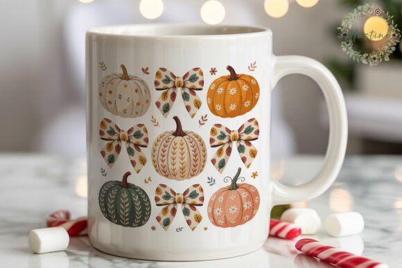 Autumn Pumpkins and Bows PNG Clipart Gráfico Ilustraciones Imprimibles Por Nastine