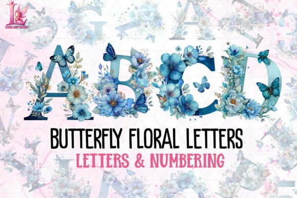 Butterfly Floral Letters PNG Graphic by Little Lady Design · Creative ...