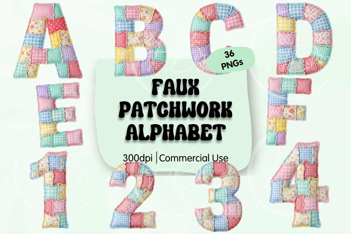 Faux Patchwork Alphabet PNG Clipart Graphic by HBM Clipart · Creative ...