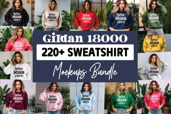 Gildan 18000 Sweatshirt Mockups Bundle