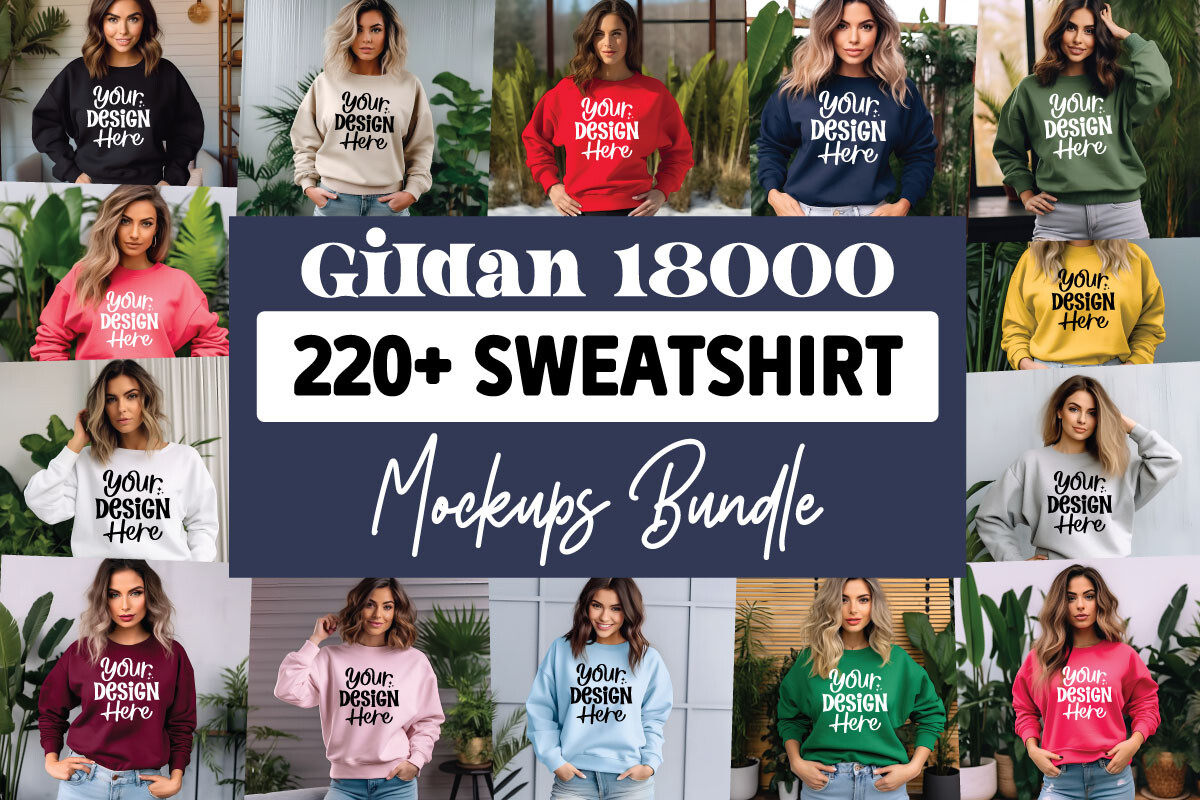 Gildan 18000 Sweatshirt Mockups Bundle