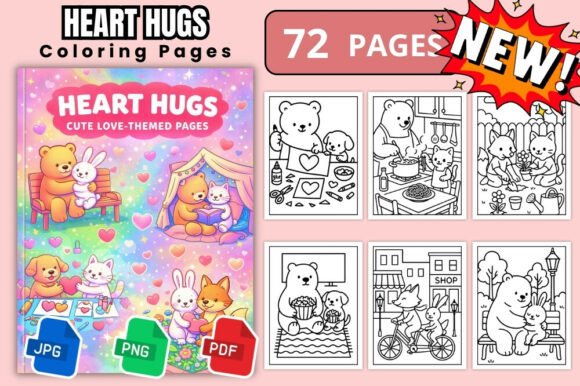 Heart Hugs Cute Love Coloring Pages