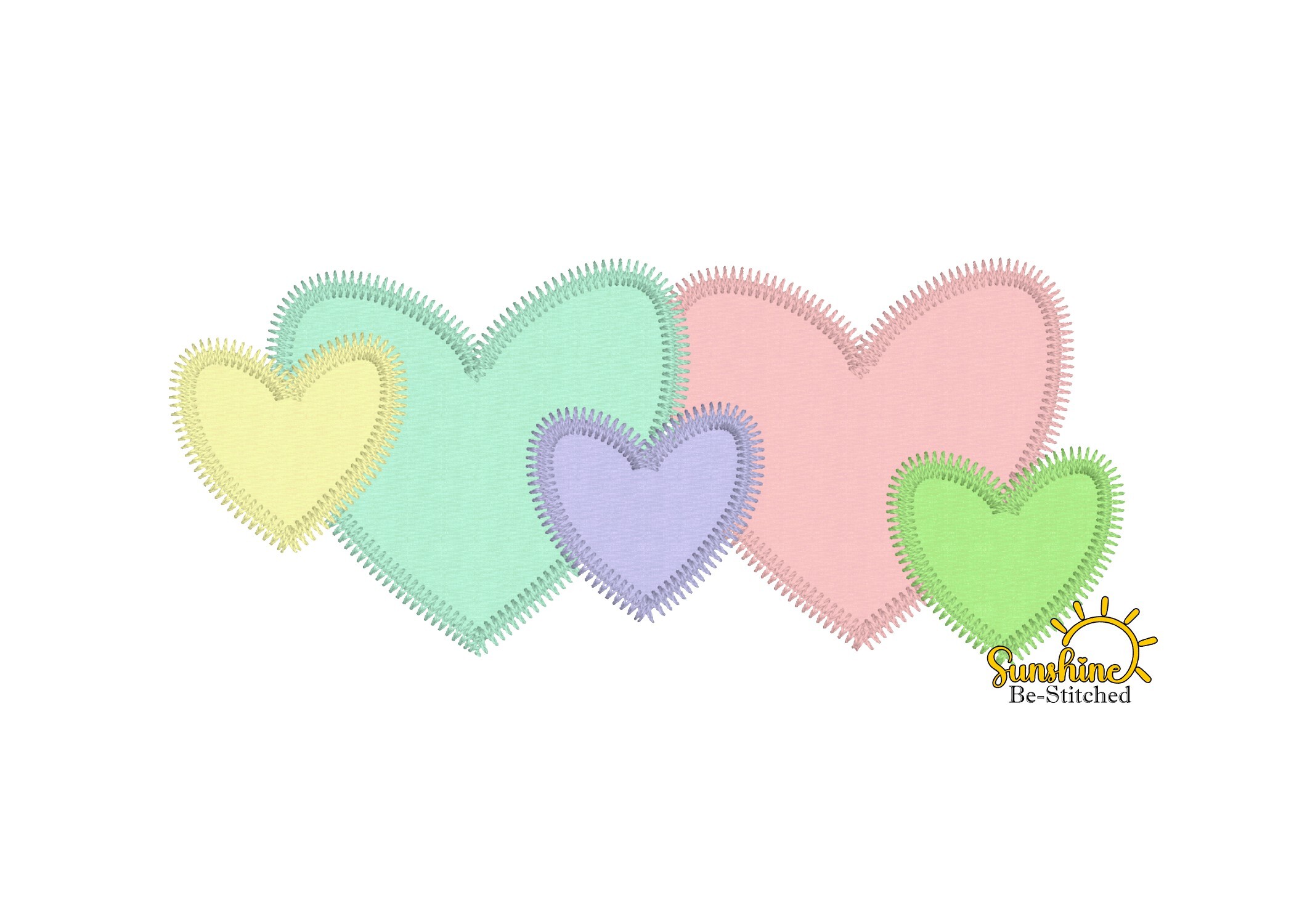 Hearts Applique Embroidery Design