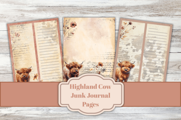 Highland Cow Junk Journal Pages,