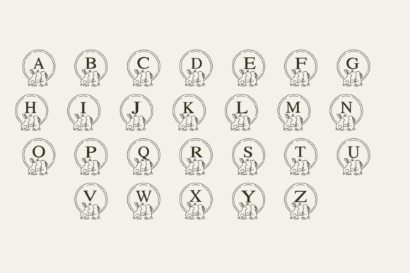 Line Art Bunny Frame Font PNG with transparent background - Preview 1