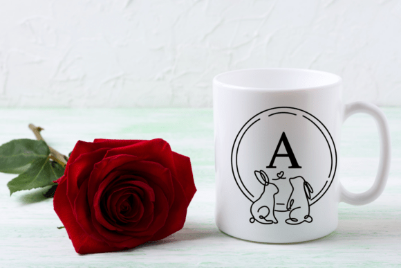 Line Art Bunny Frame Font PNG with transparent background - Preview 5
