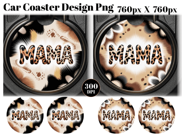 Mama Cowprint Car Coaster PNG