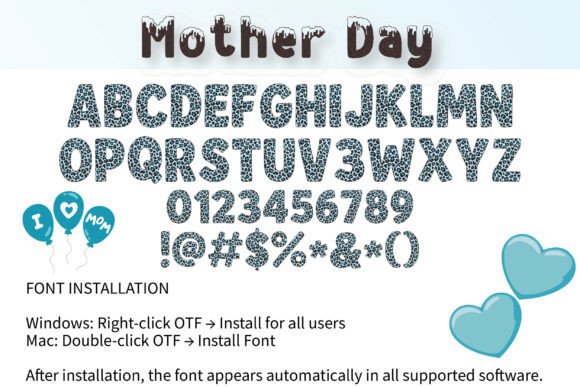 Mother’s Day Font PNG with transparent background - Preview 3