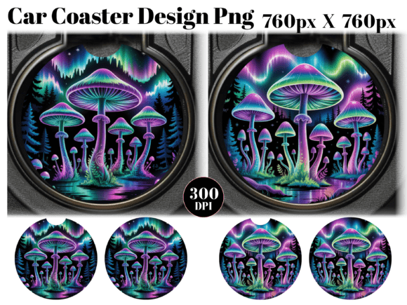Mushroom Car Coaster PNG Sublimation