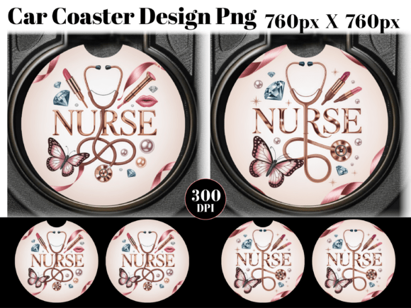 Nurse Car Coaster PNG Sublimation